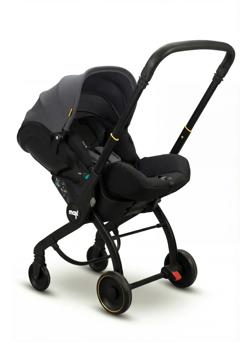 Max Convertible 2-in-1 Car Seat & Stroller – ECE R-129 Certified Travel System with 3-Level Adjustable Handle and Headrest – Up to 13kg - Image 2